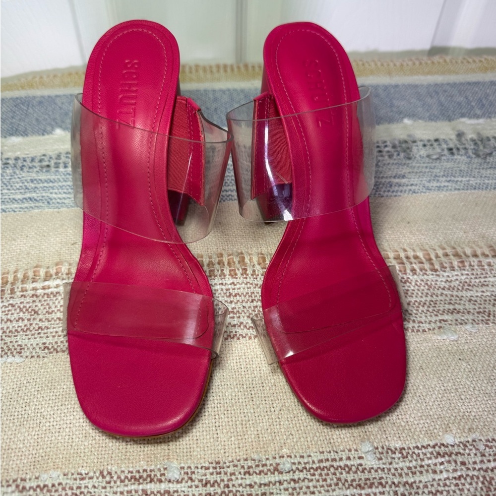 SCHUTZ Fuchsia Block Heel Sandals - Picture 2 of 7